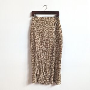 Able Skirt Medium Womens Brown Floral Cottagecore Midi